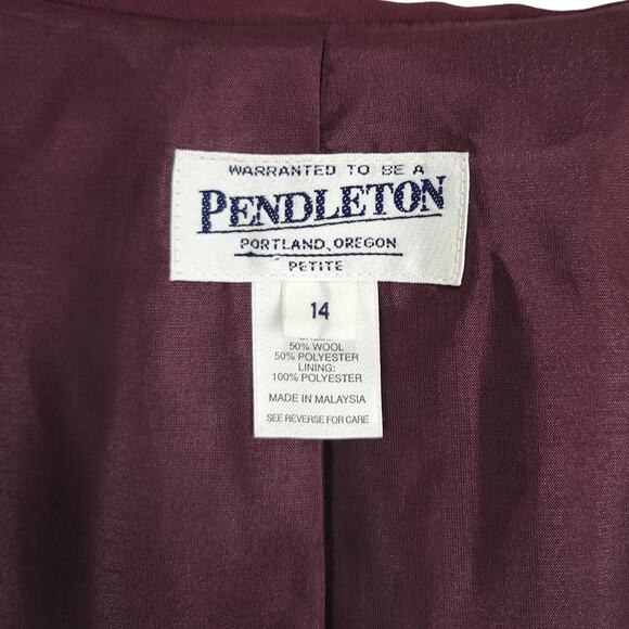 Vintage Pendleton 3 Button Single Breasted Wool Blend Blazer Jacket, Size 14P - Picture 9 of 11
